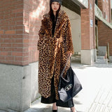 Leopard Print Faux Fox Fur Coat