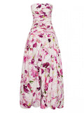 Floral strapless dress on a white background