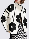 Black Flower Print Jacket | Elegant Women’s Floral Coat