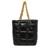 Puff Designed Shoulder Bag with Link Chain Strap