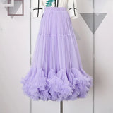 Long Mesh Layered Tulle Skirt