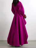 Elegant Fuchsia Tiered Pleated Maxi Dress