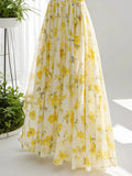 Yellow Floral Long Skirt