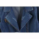 Denim Long Sleeve Convertible Notched Collar Jacket