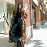 Leopard Print Faux Fox Fur Coat