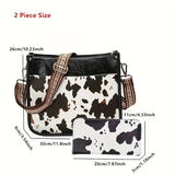 Casual Cow Print Crossbody Bag for Women
