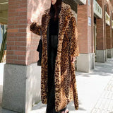 Leopard Print Faux Fox Fur Coat