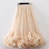 Long Mesh Layered Tulle Skirt