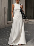 Elegant White Sleeveless A-Line Dress