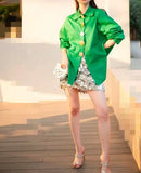 Gold Jewelry Button Embellished Cotton Blouse Shirt