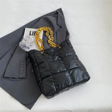 Puff Designed Shoulder Bag with Link Chain Strap