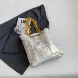 Puff Designed Shoulder Bag with Link Chain Strap