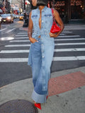 Elegant Wide Leg Cuffed Jeans